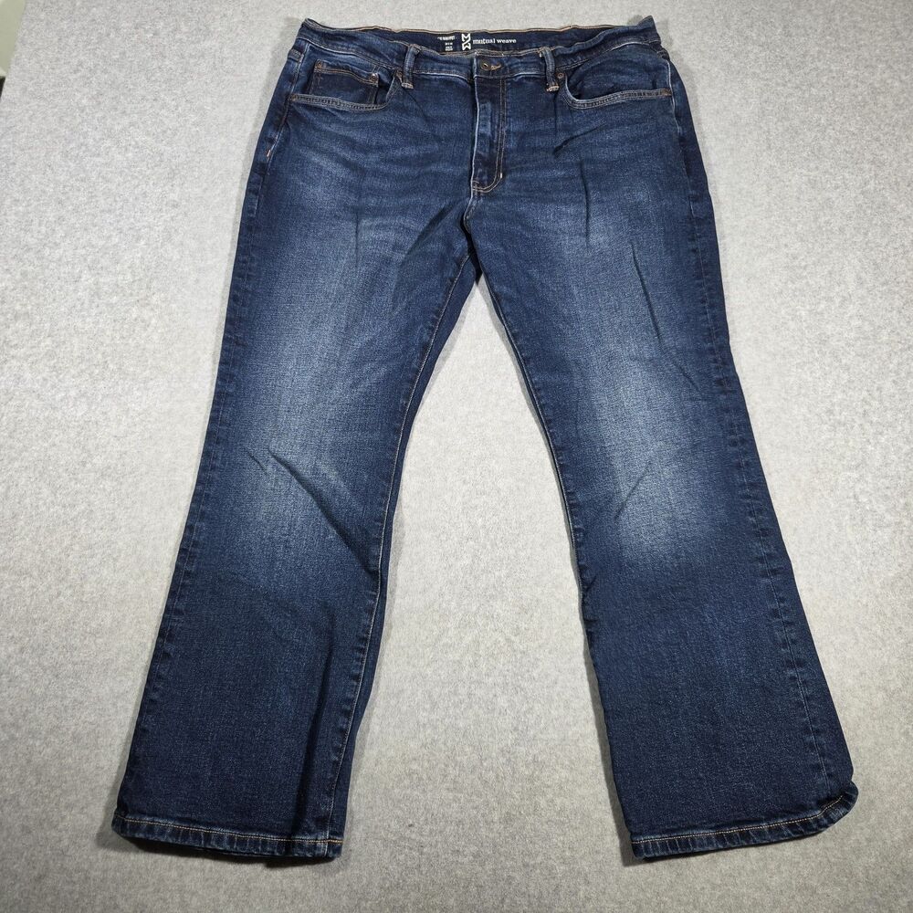 Mutual Weave Men's Jeans 38x30 "The Bootcut" Dark Wash Blue Stretch Denim
